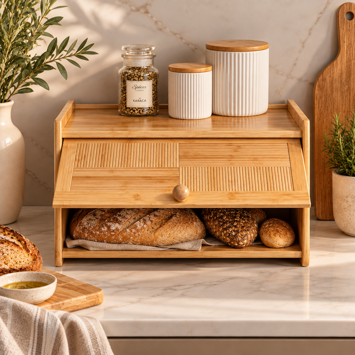Karaca Massimo Bamboo Bread Box, 8683650374374