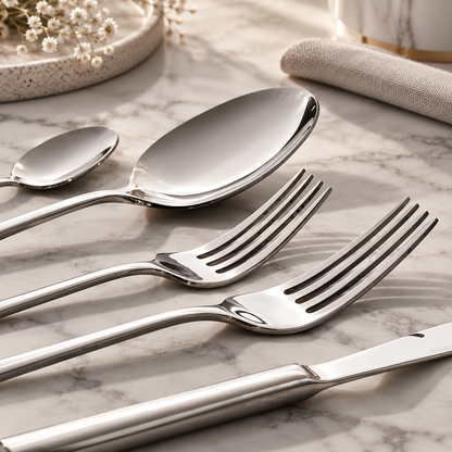 Karaca Tivoli 30-Piece Stainless Steel Cutlery Set for 6 People, Silver, 8683650380993