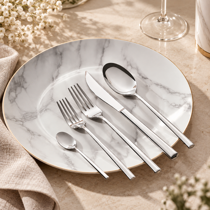 Karaca Tivoli 30-Piece Stainless Steel Cutlery Set for 6 People, Silver, 8683650380993