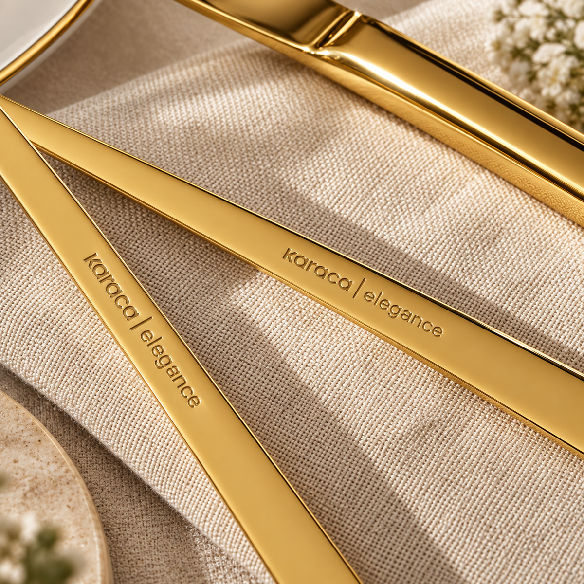 Karaca Tivoli 30-Piece Stainless Steel Cutlery Set for 6 People – Shiny Gold, 8683650381013