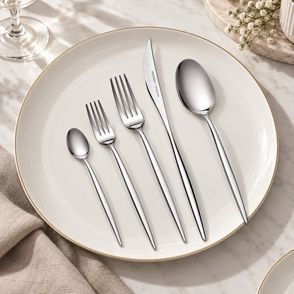 Karaca Lizbon 30-Piece 18/10 Stainless Steel Cutlery Set for 6 People, 8683650381044