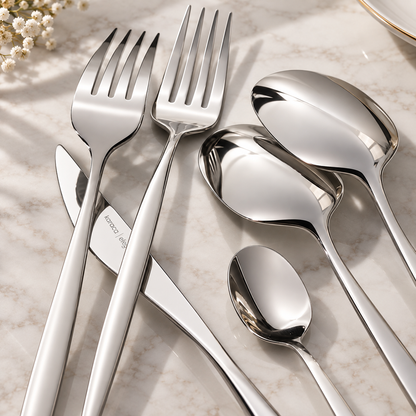 Karaca Lizbon 30-Piece 18/10 Stainless Steel Cutlery Set for 6 People, 8683650381044