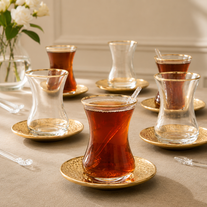 Karaca Ada Gold 18-Piece Tea Set for 6, 8683650382508