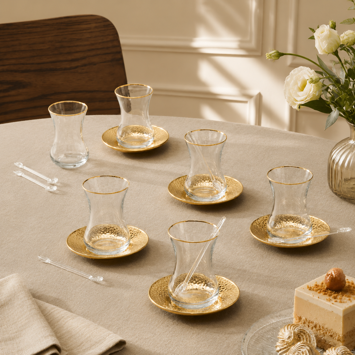 Karaca Ada Gold 18-Piece Tea Set for 6, 8683650382508