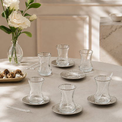 Karaca Ada Platinum 18-Piece Tea Set for 6, 8683650382515