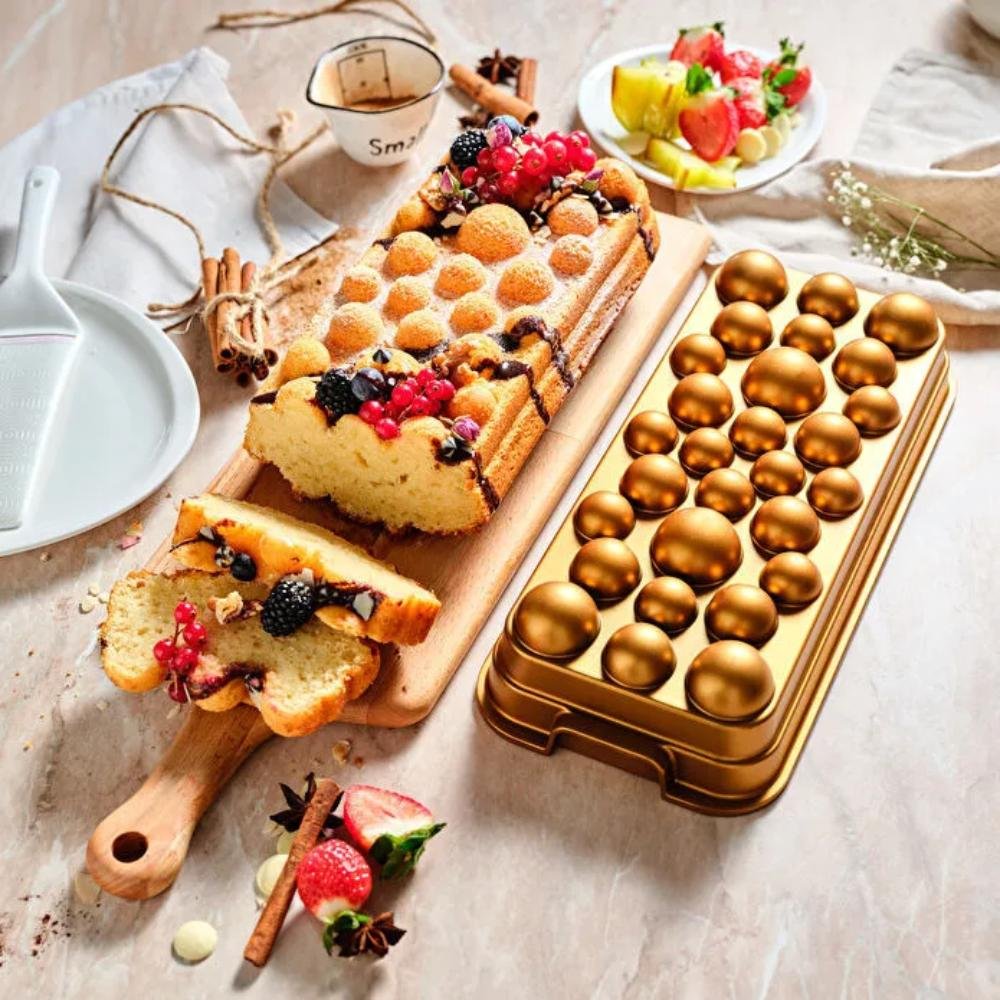 Karaca Aster Baton Cast Aluminum Cake Pan - Gold | Rectangular Baking Mold, 8683650387206