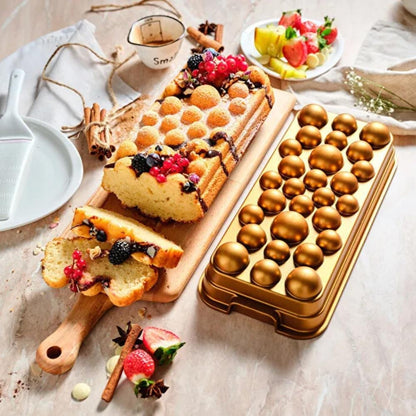 Karaca Aster Baton Cast Aluminum Cake Pan - Gold | Rectangular Baking Mold, 8683650387206
