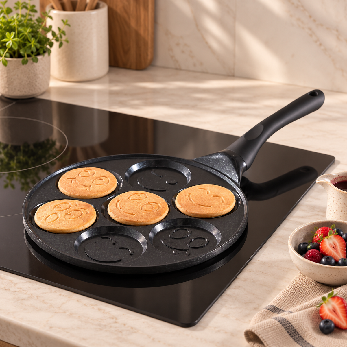 Karaca Fluffy 7-Face Non-Stick Induction Ceramic Pancake Pan 26 cm, 8683650394952
