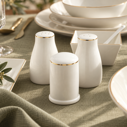 Karaca Bone China Donatella 70-Piece Dinner Set for 12 People – Gold & White, 8683650405238
