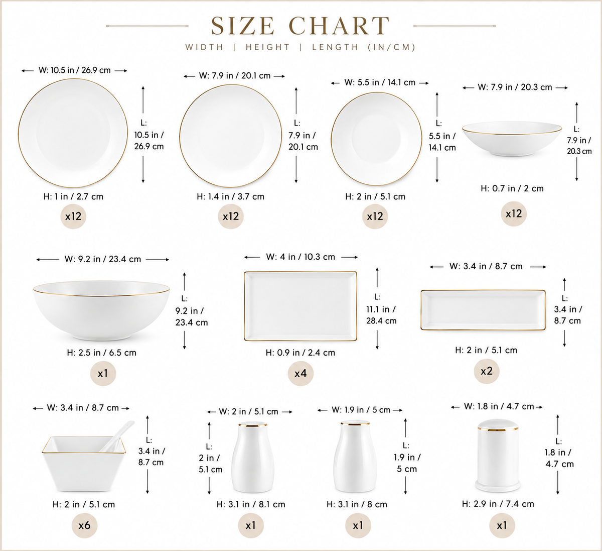 Karaca Bone China Donatella 70-Piece Dinner Set for 12 People – Gold & White, 8683650405238