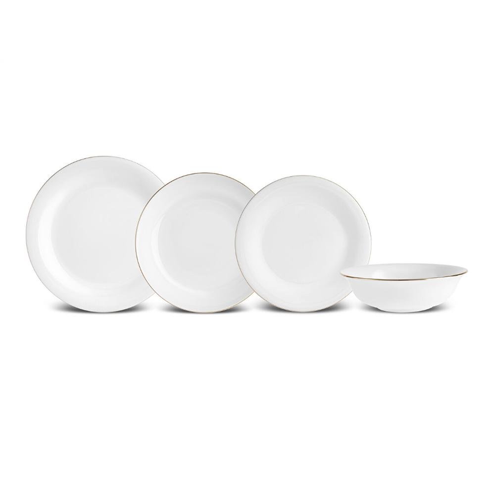 Karaca Elegance Bone Mari 24-Piece Fine Bone Porcelain Dining Set, 8683650406761