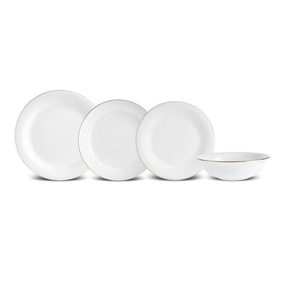Karaca Elegance Bone Mari 24-Piece Fine Bone Porcelain Dining Set, 8683650406761