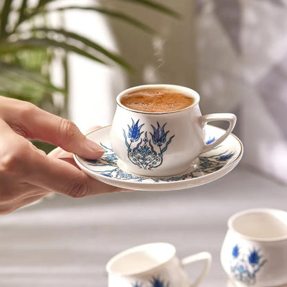 Karaca Iznik 12-Piece Porcelain Espresso Turkish Coffee Cup Set for 6 People, 100ML, Multi, KAR-8697918613587