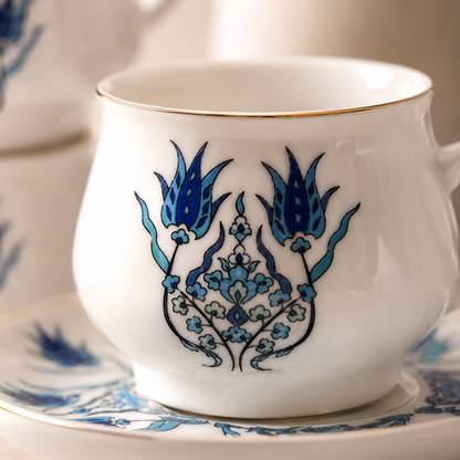 Karaca İznik 12-Piece Porcelain Turkish Coffee Cup Set for 6 People – 100 ml, 8697918613587