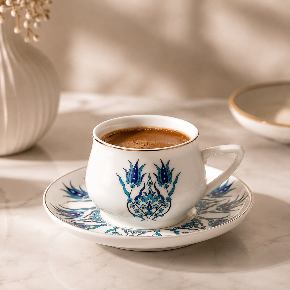 Karaca İznik 12-Piece Porcelain Turkish Coffee Cup Set for 6 People – 100 ml, 8697918613587