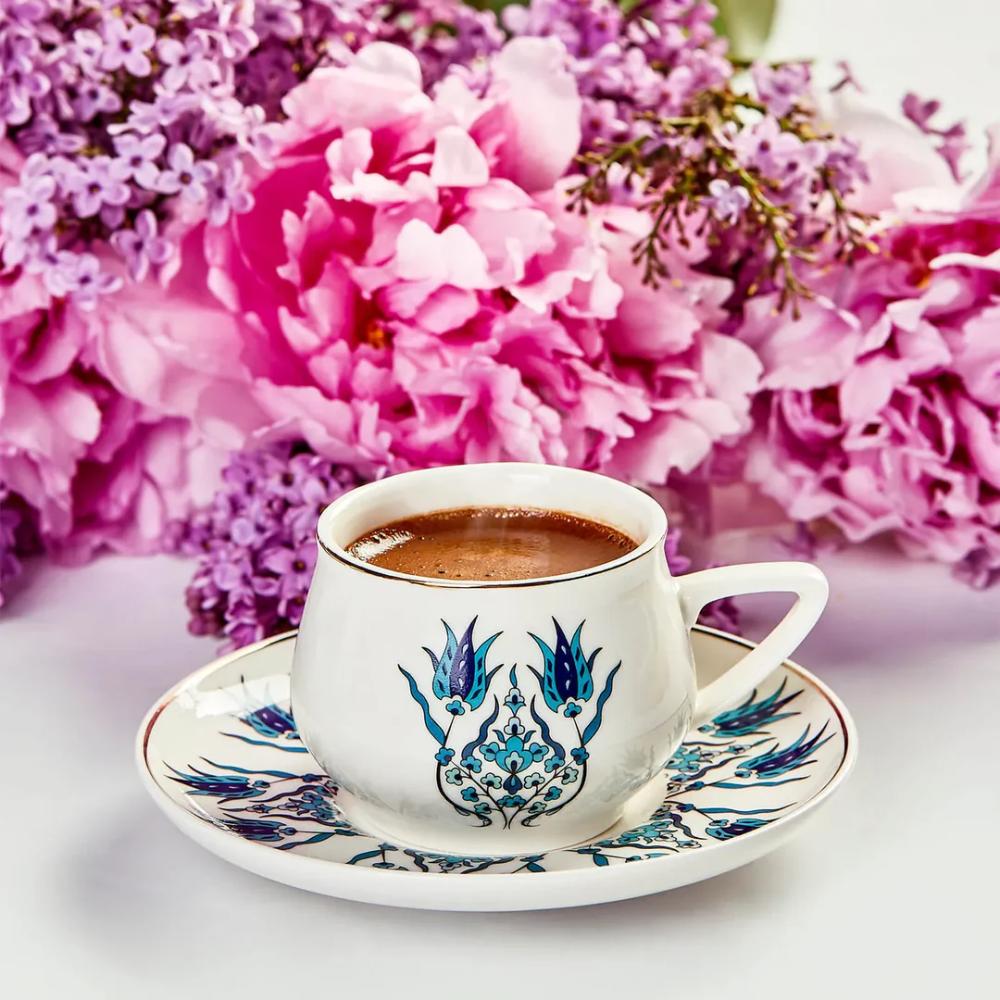 Karaca Iznik 12-Piece Porcelain Espresso Turkish Coffee Cup Set for 6 People, 100ML, Multi, KAR-8697918613587
