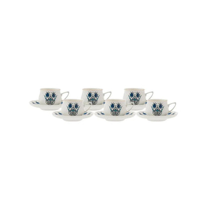 Karaca Iznik 12-Piece Porcelain Espresso Turkish Coffee Cup Set for 6 People, 100ML, Multi, KAR-8697918613587