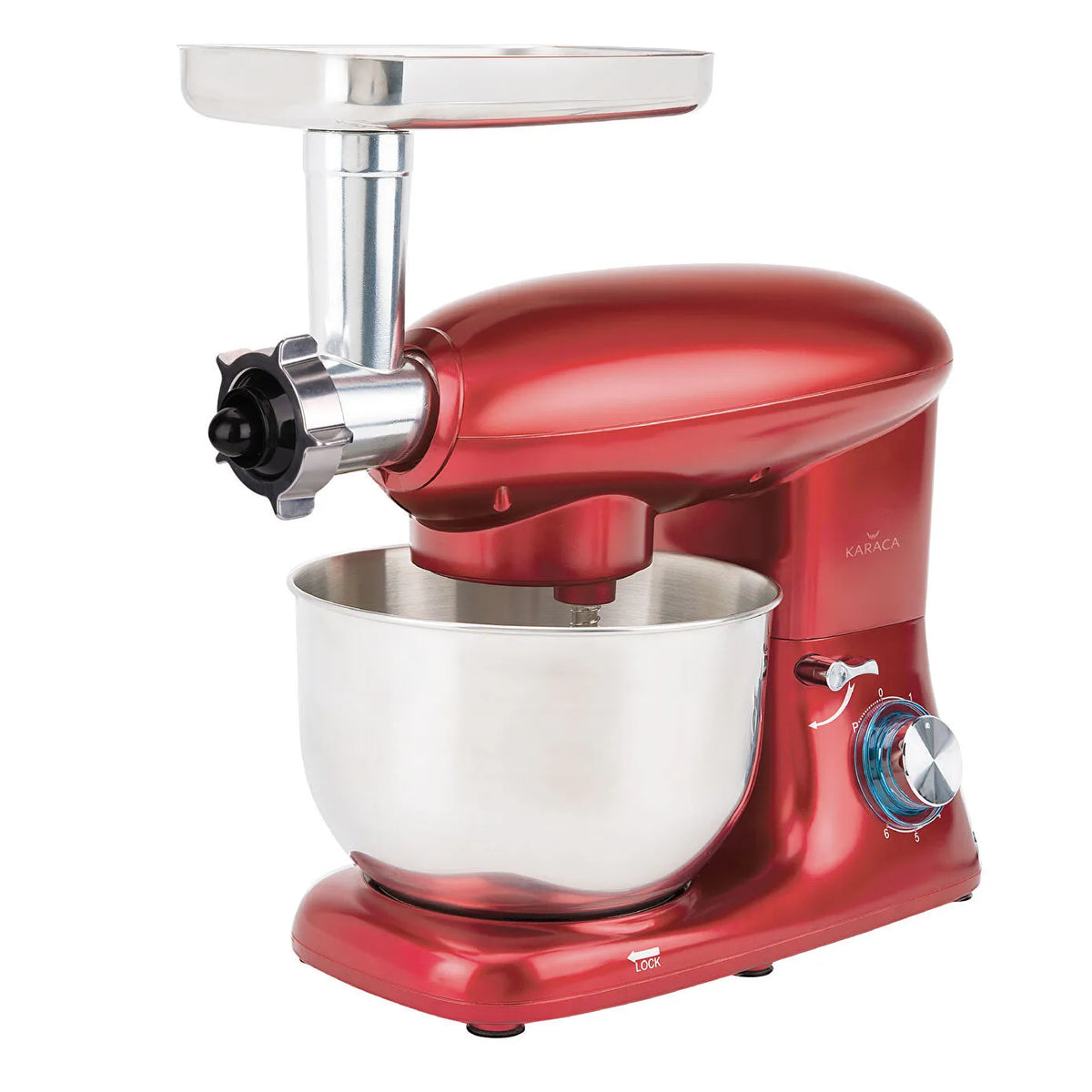 Karaca Multichef Stand Mixer Redgold 1900W - 5.5L (with Meat Grinder and Sausage/Meatball Attachments), 153.01.06.4889