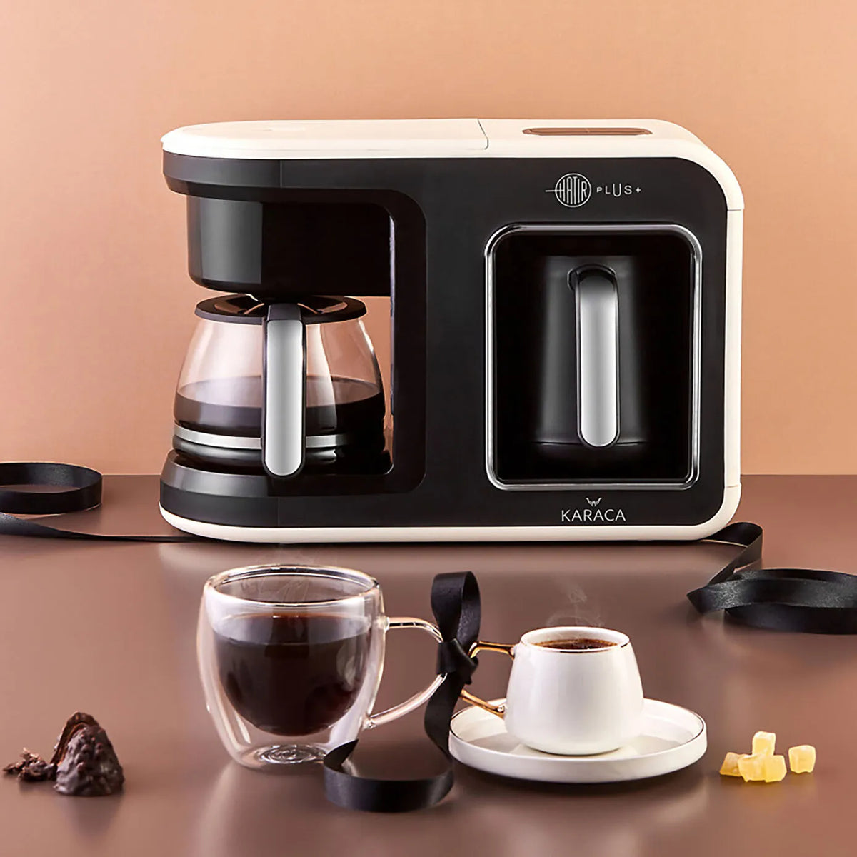 Karaca Hat-r Plus 2-in-1 Turkish & Filter Coffee Machine with Soft Cream, 153.01.06.4922