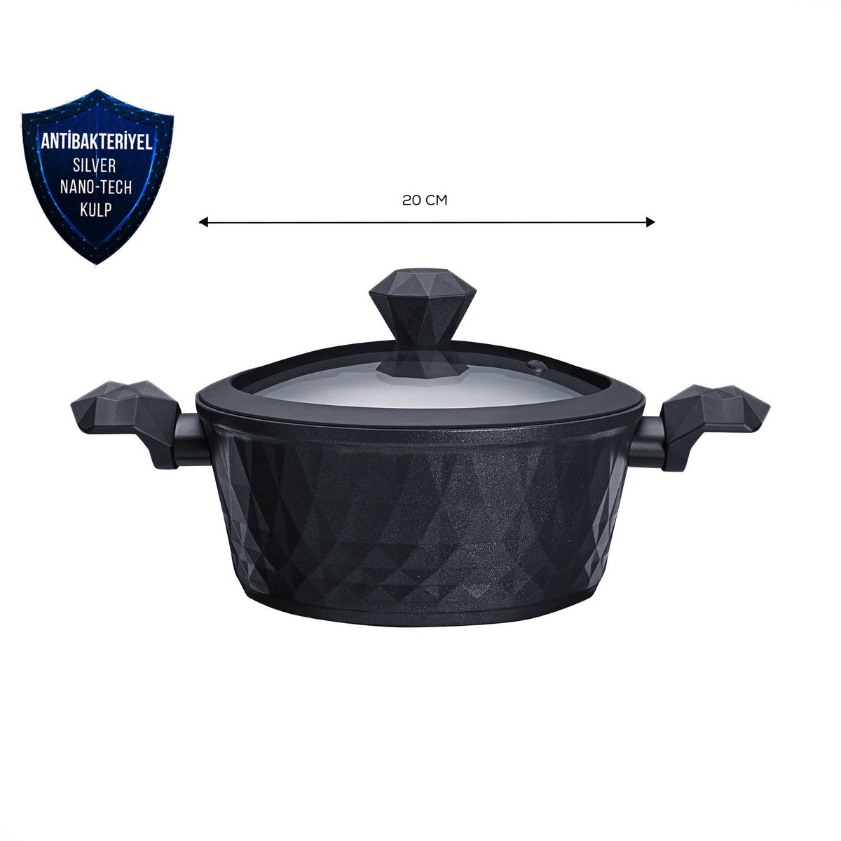 Karaca BioDiamond Antibacterial Handle Induction Base Pot 20 cm, 153.03.08.0422