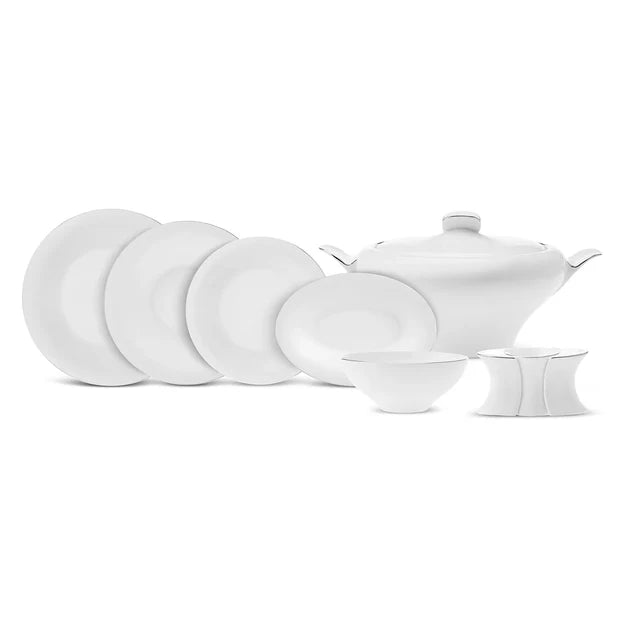 Karaca Red Carpet Collection Fine Pearl Extra Argento 62-Piece Dinner Set for 12 People - Platinum, 153.03.08.0453
