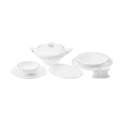 Karaca Red Carpet Collection Fine Pearl Extra Argento 62-Piece Dinner Set for 12 People - Platinum, 153.03.08.0453