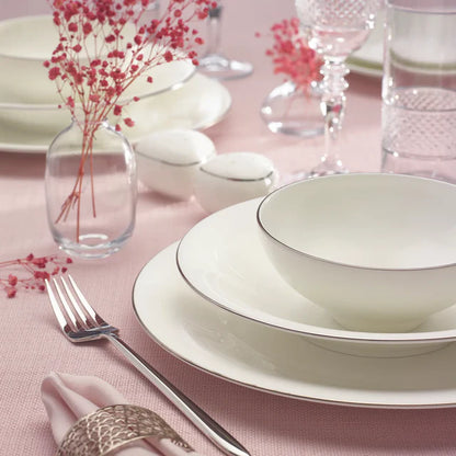 Karaca Red Carpet Collection Fine Pearl Extra Argento 62-Piece Dinner Set for 12 People - Platinum, 153.03.08.0453