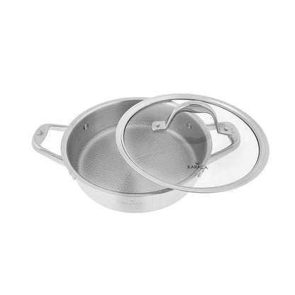 Karaca 3Ply PowerSteel 316+ Stainless Steel Induction Base Honeycomb Patterned Casserole 24 cm, 153.03.08.0552