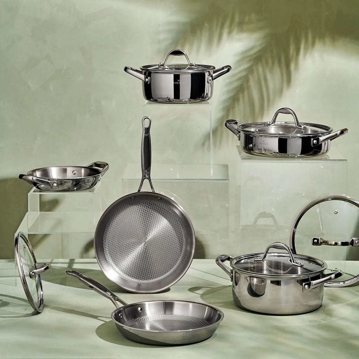 Karaca 3Ply PowerSteel 316+ Stainless Steel Induction Base Honeycomb Patterned Casserole 24 cm, 153.03.08.0552