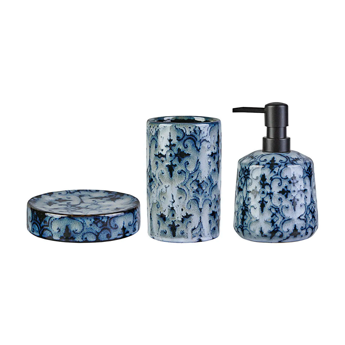 Karaca Barcelona 3-Piece Bathroom Set - Dark Blue, 153.20.01.0183