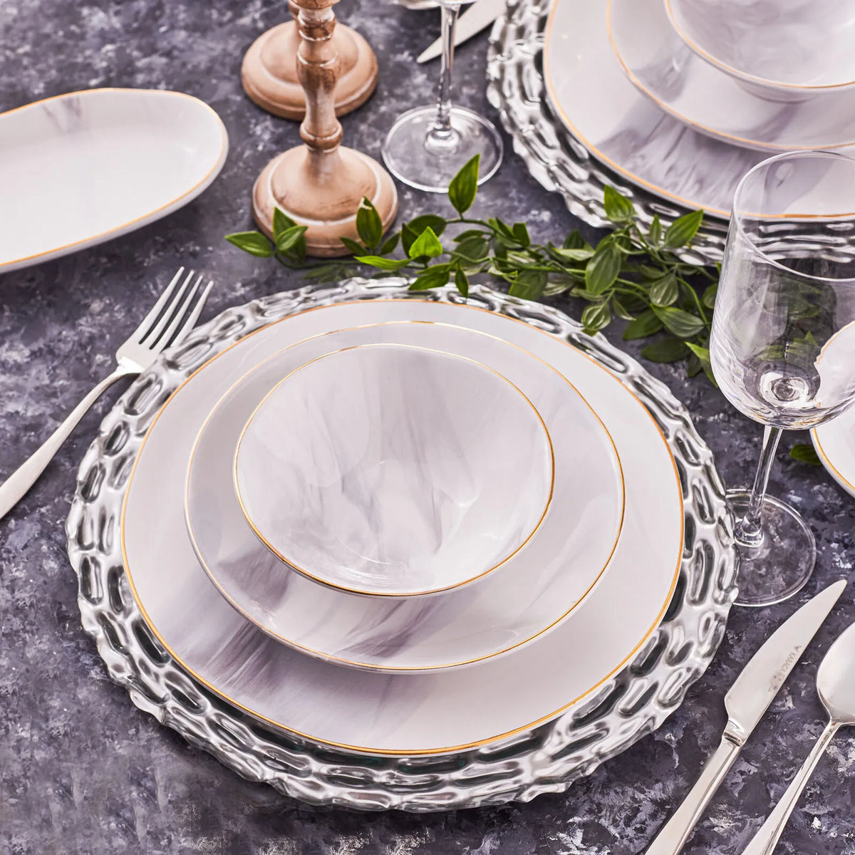 Karaca Ria Grey 39-Piece Dinner Set for 12 People, 153.03.08.0624