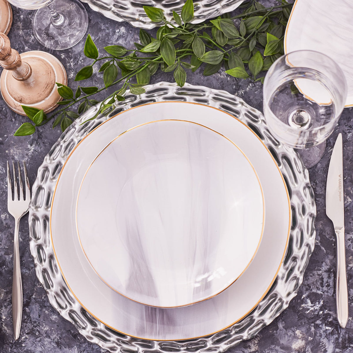Karaca Ria Grey 39-Piece Dinner Set for 12 People, 153.03.08.0624