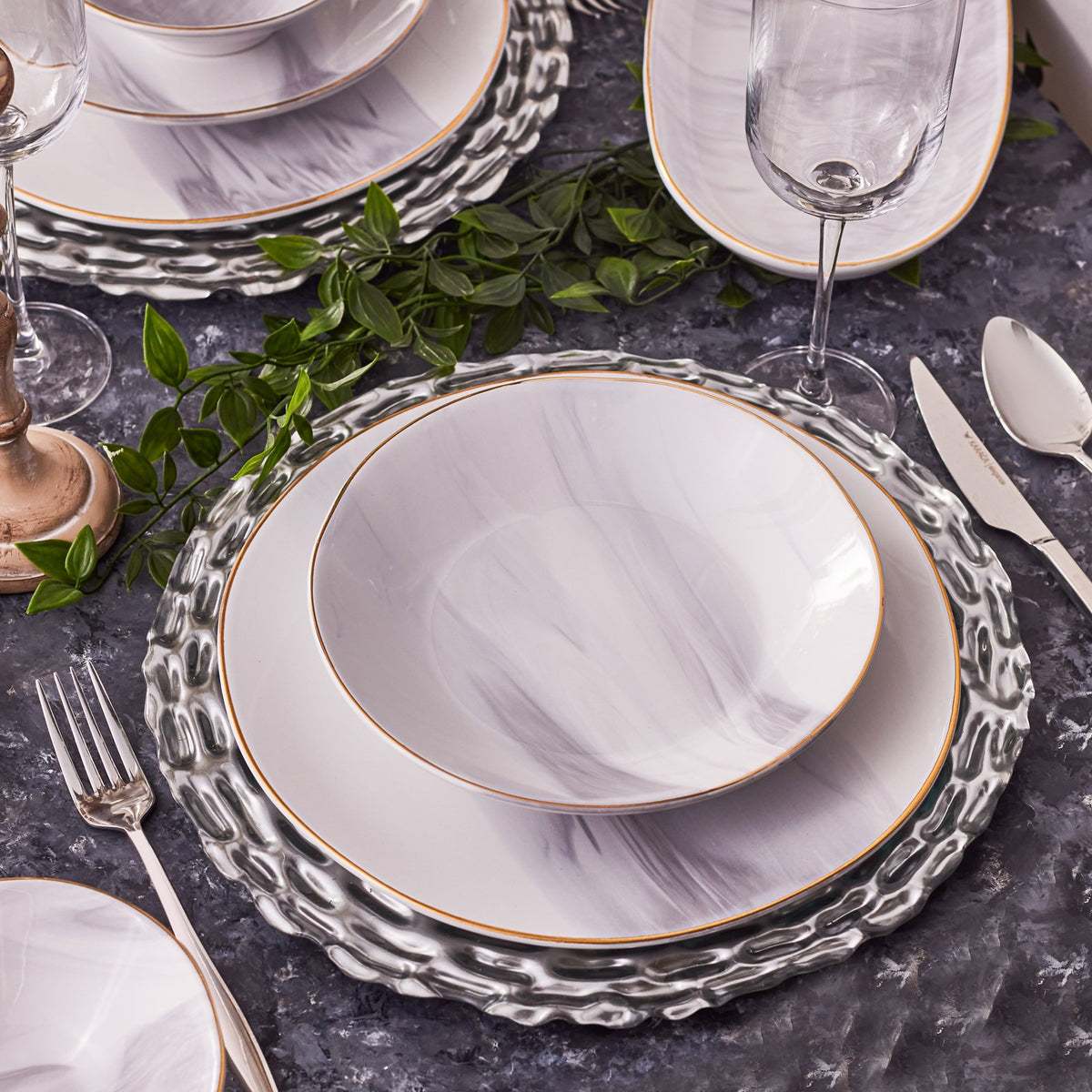 Karaca Ria Grey 39-Piece Dinner Set for 12 People, 153.03.08.0624