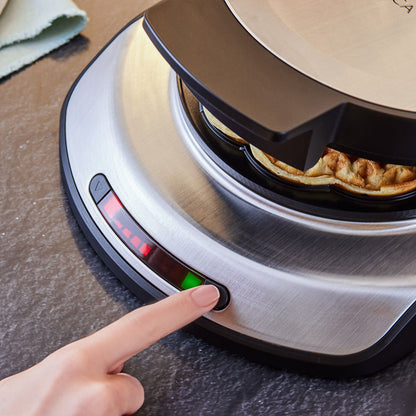 Karaca Inox Waffle Maker - Stainless Steel, Adjustable Temperature with LED Display, 153.03.06.2041