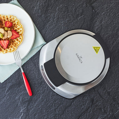 Karaca Inox Waffle Maker - Stainless Steel, Adjustable Temperature with LED Display, 153.03.06.2041
