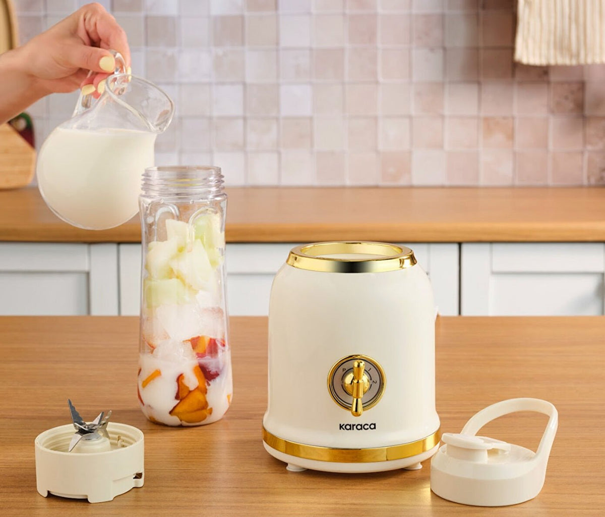 Karaca Retro Personal Smoothie Blender 600 ml, Ice Crushing Function