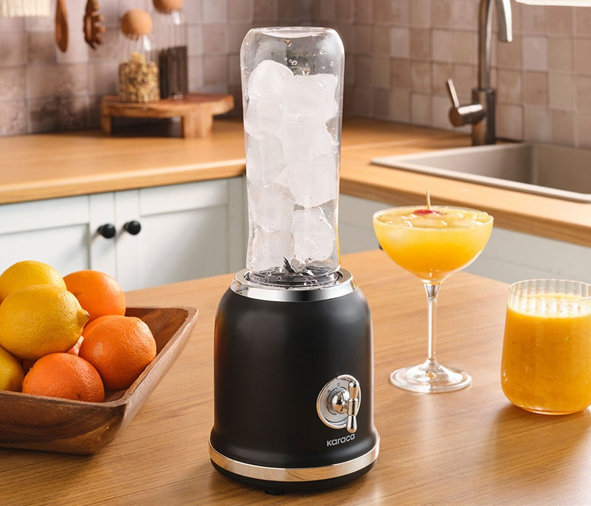 Karaca Retro Personal Smoothie Blender 600 ml, Ice Crushing Function