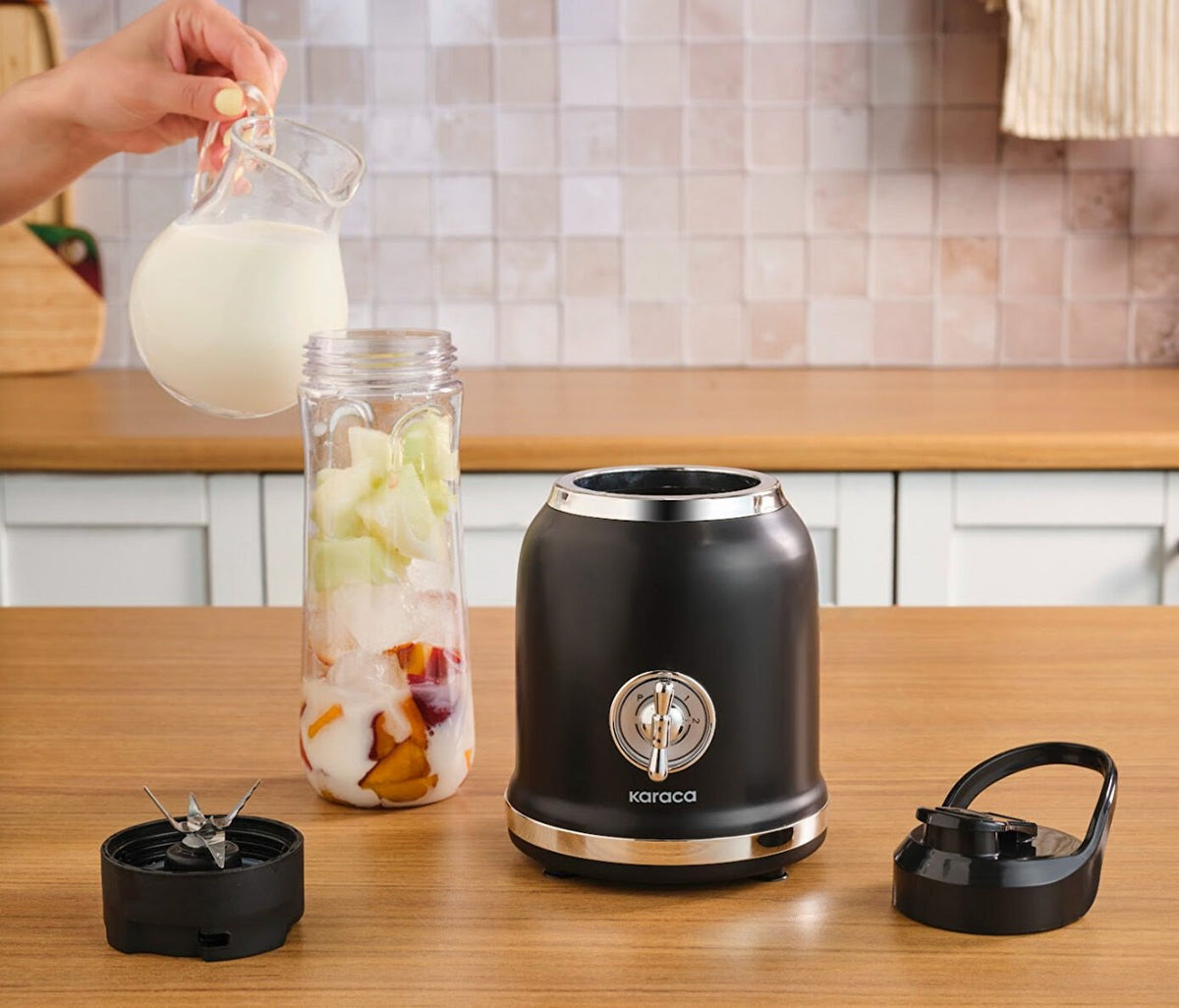 Karaca Retro Personal Smoothie Blender 600 ml, Ice Crushing Function