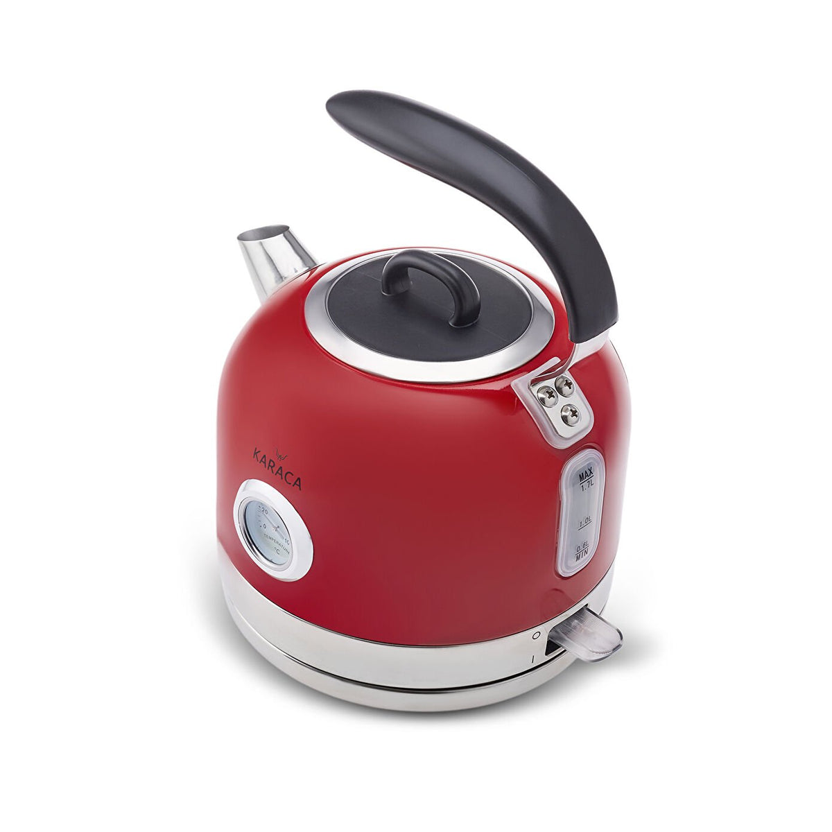 Karaca Retro Red Kettle 1.7 L, Quick Boil with LED Indicator, 153.03.06.2559