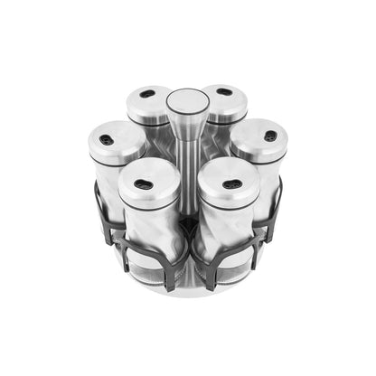 Karaca Tottori Inox 7-Piece Round Glass Spice Set, 153.03.06.4731