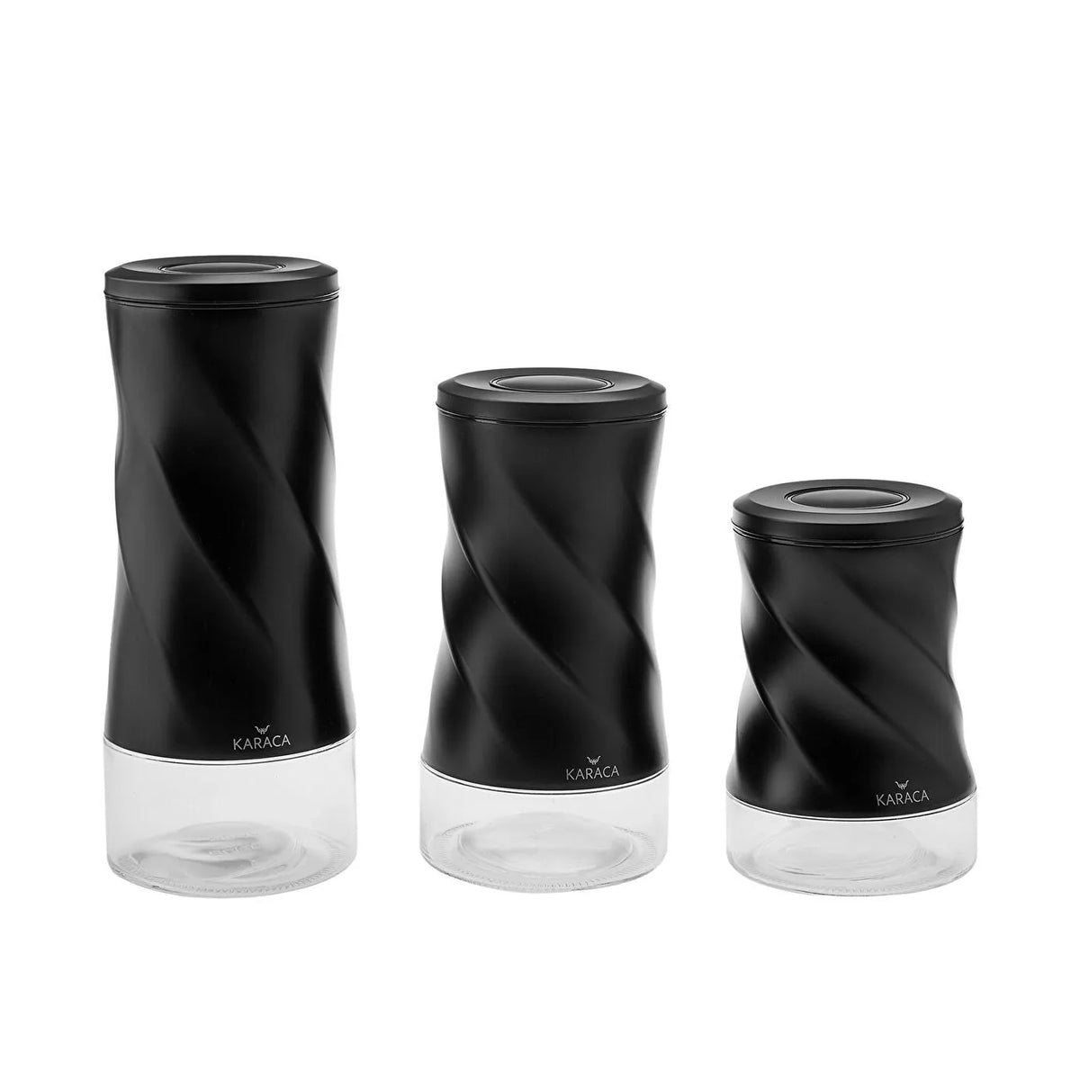 Karaca Tottori Black Vacuum Glass Storage Container Set S-M-L, 153.03.06.4737