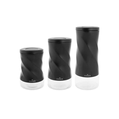 Karaca Tottori Black Vacuum Glass Storage Container Set S-M-L, 153.03.06.4737