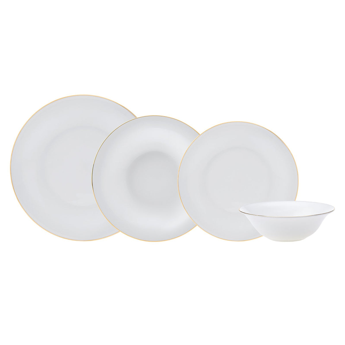 Karaca Fine Pearl Diana 24-Piece Dinner Set for 6 People - Gold Rim, 153.03.06.5020