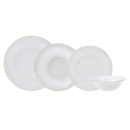 Karaca Fine Pearl Diana 24-Piece Dinner Set for 6 People - Gold Rim, 153.03.06.5020