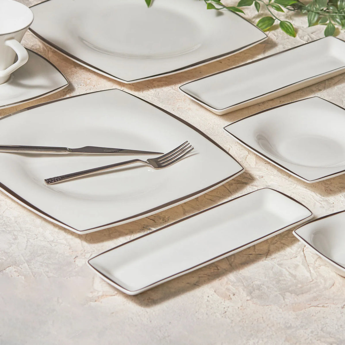 Karaca Fine Pearl Agate 26-Piece Breakfast/Serving Set - 6-Person | Platinum Elegance, 153.03.08.1426