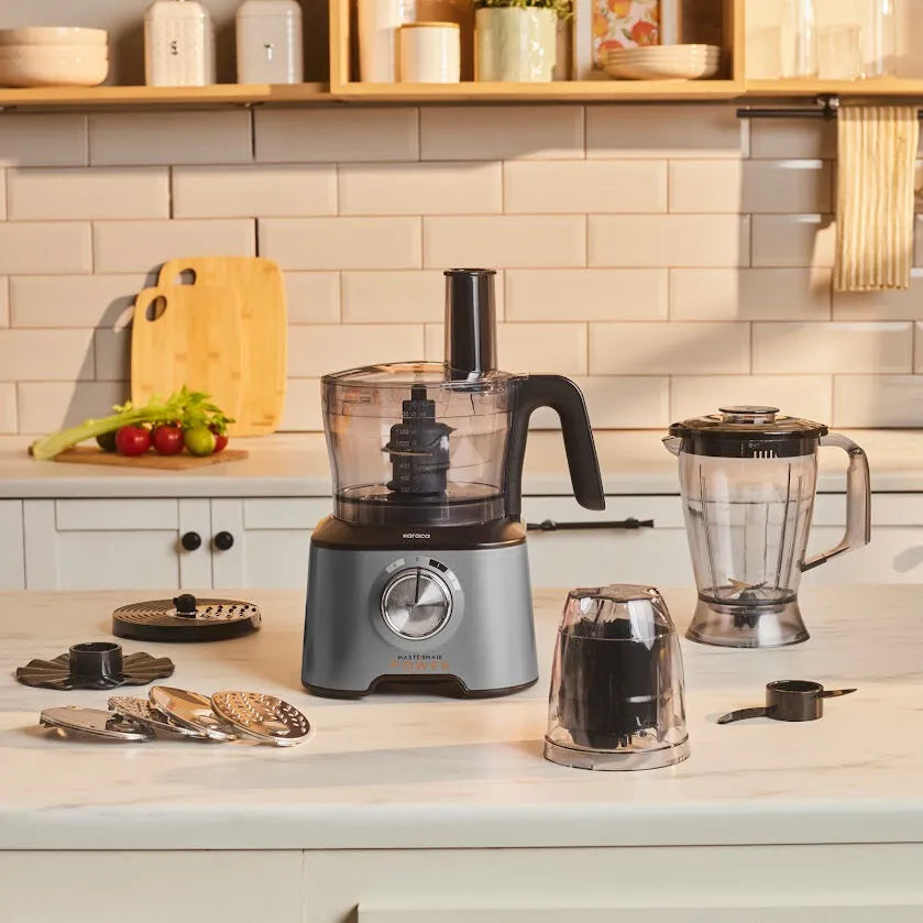 Karaca Mastermaid Power Multifunctional 10 in 1 Food Processor 2000W, Galaxy Grey, 153.03.06.6570