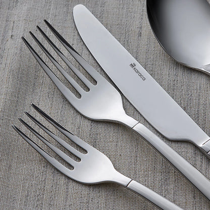 Karaca Juniper Elegance 84-Piece Stainless Steel Cutlery Set for 12 People - Boxed Premium Dining Set, 153.03.08.2196