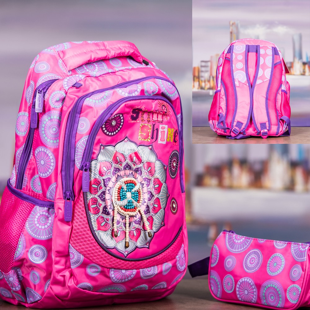 Glossy Bird, School bag Set Of 2 Pcs, Available in Different Colors