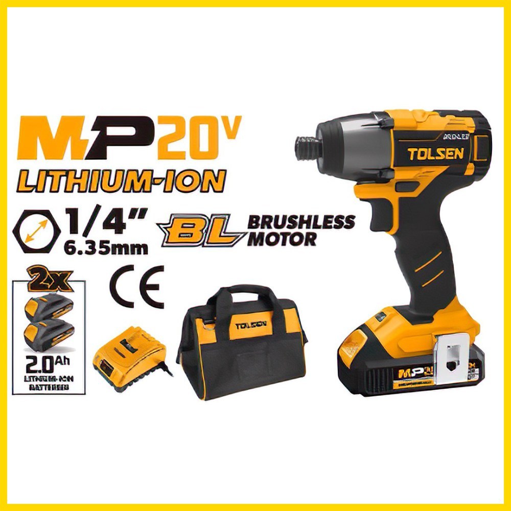 Tolsen, 20V Li-ion Industrial Brushless Cordless Impact Driver