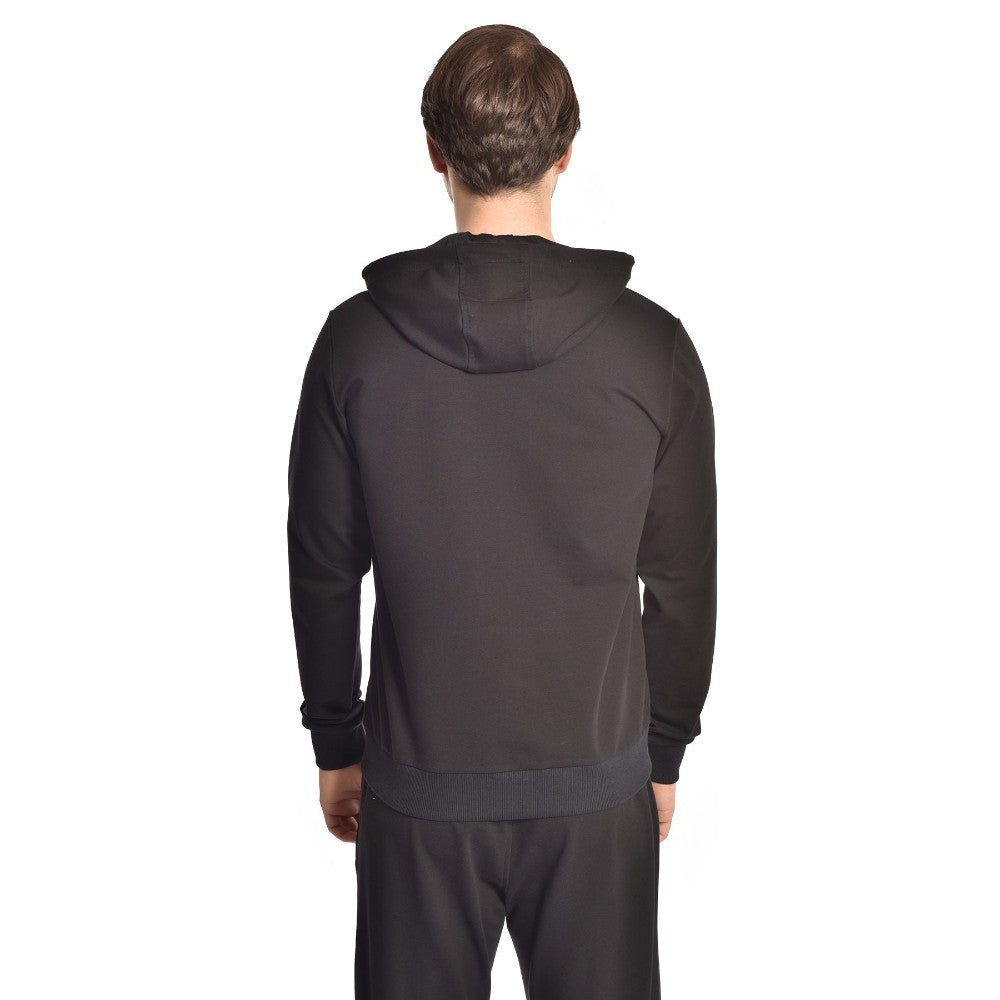 Bilcee, Men's Black Hooded Zippered Pocket Sports Bottom Top Tracksuit, Available in Different Sizes